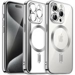 JETech Soft Clear Case for iPhone 15 Pro Max 6.7-Inch, Camera Lens Full Protection, Compatible with MagSafe Wireless Charging, Shockproof Electroplated TPU Phone Cover (Silver)
