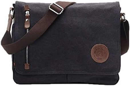 Ordinateur Portable Sac 14 Pouce Hommes Vintage Casual Mode Toile Messenger Sacs Porte-Documents Bandoulière Unique Sac à bandoulière ipad Sac Livre Sac Satchel School Bag (Noir)