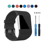 VINIKI Sport Waterproof Watch Bands Compatible with Fitbit Surge Smart Watch Large and Small Size for Women/Men (Black,Large)