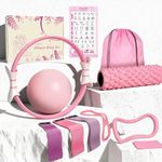 LZCDUDU Pink Pilates Ring Kit with 14 inch Magic Circle & Foam Roller, Ergonomic Home Workout Equipment Set, Full Essentials for Women Beginners - Includes Exercise Guide & Storage Bag
