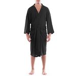 Fruit of the Loom mens Waffle Kimono Robe, Black, 2X-3X