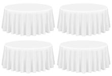 4 Pack White Round Tablecloth 120 Inch Polyester Round Table Cloth White Tablecloths for Round Tables Washable Decorative Fabric Table Covers for Wedding Dining Party Banquet Buffet