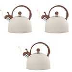 Supvox 2.5L Tea Kettle for Gas Stove and Induction Boiling Water Pot Steel with High Pitch Whistle Anti Scald Handle Design Coffee Kitchen Camping 3 PCS