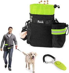 SlowTon Dog Treat Pouch - Large Capacity Dog Training Bag with Poop Bag Dispenser and Water Bottle Holder, Clasp & Waist Belt Clip &Shoulder Strap - 3 Ways To Wear Hands-Free Snack Bag for Kibble food