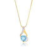 Amazon Collection Sterling Silver Trillion-Cut Blue Topaz and Diamond Accent Pendant Necklace, 18"