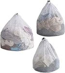 Mesh Laundry Bags,3PCS Drawstring Washing Machine Bag,Coarse Mesh Laundry Bag,for Sweater Dress Garment Blouse Dirty Clothes College Dorm Travel Organizer