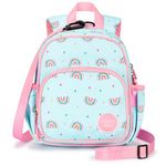 mibasies Toddler Backpack for Girls and Boys, Ideal Kids Girls Backpack for Preschool Kindergarten Elementary, Rainbow Pink, Leash (Age 1-2)