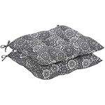 Amazon Basics Tufted Outdoor Square Seat Patio Cushion - Pack of 2, Black Floral