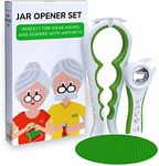 Healthy Seniors Jar Opener For Seniors With Arthritis, Easy Twist Jar Opener For Weak Hands, Multi-Function Bottle Opener For Arthritic Hands With Rubber Jar Opener Gripper Pad (Pea Green)