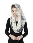 BEAUTELICATE Church Chapel Veil Lace Mantilla With Embroidery Infinity Formal Head Cover Scarf For Women Catholic Latin Mass Holy Communion Religious Ceremony Champagne Infinity