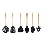 Masterchef Kitchen Utensils Set 6 Piece Cooking Tools Made from Non Scratch & Heat Resistant Material with Stylish Wood-Look Soft-Touch Handles, Plastic