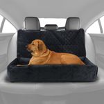 Dog Car Seat for Large Dogs Under 100LBS - Pet Booster Back Seat Bed with Safety Tethers & Storage Pocket, Removable Washable Travel Safety Car Accessory Only for Back Seat (Black)