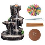 XUDREZ Waterfall Mountain Backflow Incense Holder Resin Incense Burner Incense Cones Holder Home Decor Gifts with 120pcs Incense Cones