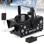 Poafamx Snow Machine, 650W High Output Snow Maker for Outdoors with Wired Wireless Remote Control 1L Tank, Portable Fake Snow Machine Inddor Snowflake Maker for Christmas Wedding Parties Stage