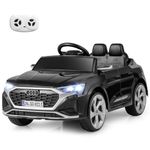 COSTWAY 12V Electric Kids Ride on Car, Licensed Audi Toy Vehicle with Remote Control, LED Headlight, Music, Battery Powered Ride on Gift for Boys Girls (Black)