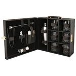 Anything & Everything Big Premium Bar Set with 6 Whiskey Glasses | Portable Leatherette Bar Set | Bar Set for Picnic | Bar Set for Travel | Bar Set for Car (Black) (Black)