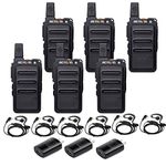 Retevis RT19 Walkie Talkie Rechargeable, 2 Way Radios Long Range, Hands-Free Small Two Way Radio with Earpiece Headsets (6 Pack)