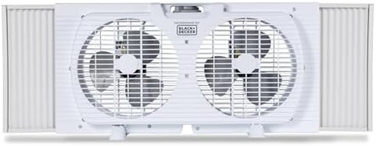 BLACK+DECKER 9" Dual Window Fan for Window Screen with 2 Speed Settings, Twin Window Fan with Mechanical Controls and Removable Legs, Horizontal Cooling Fan for Window