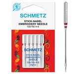 SCHMETZ Domestic Sewing Machine Needles |5 Embroidery Needles | 130/705 H-E | Needle Size: 75/11 | for on All Conventional Household Sewing Machines and Household Embroidery Machines