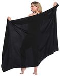 HDE Extra Large Wrap Cover Up to 96" Sarong Swim UPF 50+ Convertible Beach Pareo - black - One Size