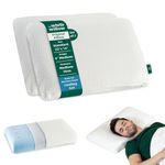The White Willow Memory Foam Pillow Set of 2-Cool Gel Pillow for Neck & Shoulder Pain-Cervical Pillow for Sleeping-Orthopedic Pillow for Back, Side & Stomach Sleepers-Medium Firm-Standard-4" H-White