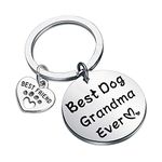 LQRI Dog Grandma Gift Paw Print Charm Best Dog Grandma Ever Keychain Pet Lover Jewelry Gift for Dog Grandma Grandmother Nana (sliver)