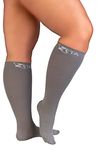 Zeta Wear Plus Size Support Socks - Wide Calf Compression, Great for Travel & Flights, Women Love Its Amazing Fit, Cotton-Rich Comfort & Soothing Relief, 1 Pair, 3XL, Gray