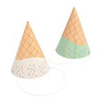 Fun Express Ice Cream Cone Party Hats - 8 Pieces, Multicolor, 6.25" x 4.5"