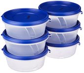 Amazon Brand - Solimo Nestable & Stackable Polypropylene Container Set, Round, 500 ml, Set of 6, Blue