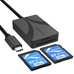 SABRENT Rocket V60 128GB SD UHS-II Memory Card R270MB/s W170MB/s 2-Pack + USB-C Dual-Slot UHS-II SDXC and microSDXC SD 4.0 Card Reader [SD-TL60-CSDM-128X2]