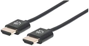 MANHATTAN Ultra Thin High Speed ​​HDMI Cable Ethernet Channel (HEC)/ Audio Return Channel (Arc)/ 3D/ 4K Compatible Male-Male Shield Processing Black 1M