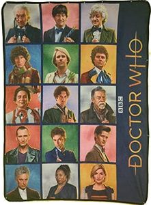 Doctor Who Doctors Fleece Throw Blanket - Officially Licensed Doctor Who Soft Fleece Throw