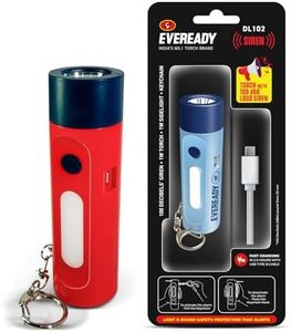 Eveready Siren DL102 Rechargeable Torch with 100 Decibels (dBA) Personal Safety Alarm - for Women, Kids & Elderly | 1W Torch, 1W Sidelight, Flasher, Keychain, USB Type B Fast Charging | Made in India