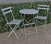 Woodside Outdoor Garden Patio Folding Table & Chair Bistro Set, Powder Coated Steel, 6 Colours Available