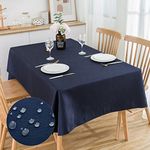 SPRICA Jacquard Tablecloth Water Resistance Solid Colour Heavy Weight Soft Table Cover, Machine Washable, Rectangle 210x150cm, Navy Blue