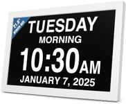 American Lifetime New 2025 Dementia Clock Large Digital Clock for Seniors, Digital Calendar Large Display, Custom Alarms, Clock with Day & Date for Elderly 21.5 Inches White