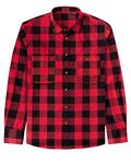 J.VER Men's Flannel Plaid Shirts Long Sleeve Regular Fit Casual Button Down Checkered Buffalo Plaid Shirt for Fall Winter, Red/Black, 3X-Large