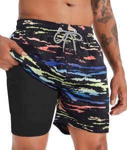APTRO Men's Swim Trunks with Compression Liner 5 Inch Bathing Suit Beach Swimsuits #C216 L