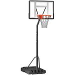 HOMCOM Basketball Hoop Freestanding 255-305cm Hoop Height Adjustable Stand with Backboard Wheels for Teens Adults Black