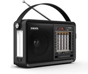 XHDATA D901 Portable Battery Radio with Bluetooth Speaker Battery Radio SW FM AM Vintage Radio Supports MicroSD Card AUX USB MP3 Player Flashlight Black