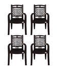 PETALS Swiss Plastic Chairs Set of 4 | Visitors Office Armchair | Fiber Arm Chair for Patio/Living Room/Drawing Room/Home/Garden/Outdoor/Balcony | Bearing Capacity 150kgs, Choco Brown