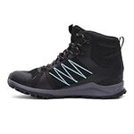 THE NORTH FACE Women's Litewave Fastpack II Waterproof Shoes - Waterproof Hiking & Walking Shoes - Mid-Rise, TNF Black/Aqua Splash, Size UK 5