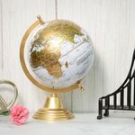 RIZIK STORE™ Educational World Globe with Heavy Metal ARC and Base/Home Decor/Political Globe/Office/Globes for Kids & Students (8" White)
