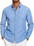 COOFANDY Men Business Casual Shirts Long Sleeve Button Down Shirts for Men Fitted Dress Shirt, Light Blue, X-Large