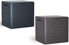 URBNLIVING 140 Litre Compact Plastic Outdoor Balcony Patio Garden Storage Box Chest Crate (Umber)