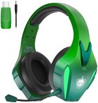 PHOINIKAS Wireless Gaming Headset with Detachable Noise Canceling Mic, 2.4G USB Transmitter, 40h Battery Life, Gaming Headphones with 7.1 Sound for PS5, PS4, PC, Switch