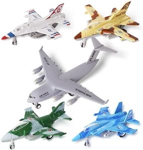 VBACALA Aeroplano Giocattolo, Kit 5 Pezzi Modello di Aereo, Modello di Aeroplano in Metallo Pressofuso, Aeroplano Militare da Combattimento Giocattolo per Bambini