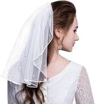 Arcimatto Bridal Veil Wedding Veils Women White Headpiece with Comb for Bride Shower Hen Party Costume Girls First Communion, White, Medium