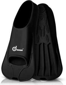 Odoland Snorkel Fins, Diving Fins for Adult, Full Foot Pocket Travel Size Swim Training Fins, Silicone Snorkeling Fins, Comfortable Flippers for Men and Women, Black，L