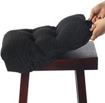 BUYUE Seat Cushion for Saddle Stool, Luxury Triangle Fashion Jacquard with Anti-Skid Silicone Bar Stool Cushion Padded (Black, Rectangular,1 Count)